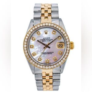 Rolex Lady-Date 31mm 6827 Pink MOP Diamond Dial Two-Tone Jubilee